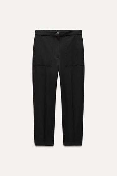 CARROT FIT PLEATED ANKLE-GRAZER TROUSERS - Black by Zara
