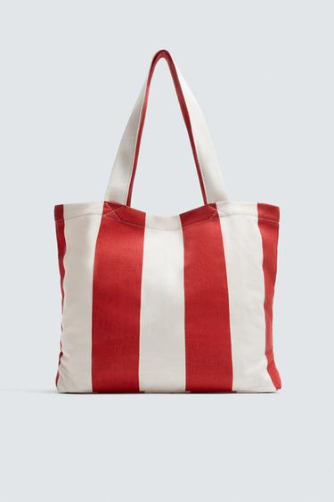 BOLSO SHOPPER TEJIDO - Rojo de Zara