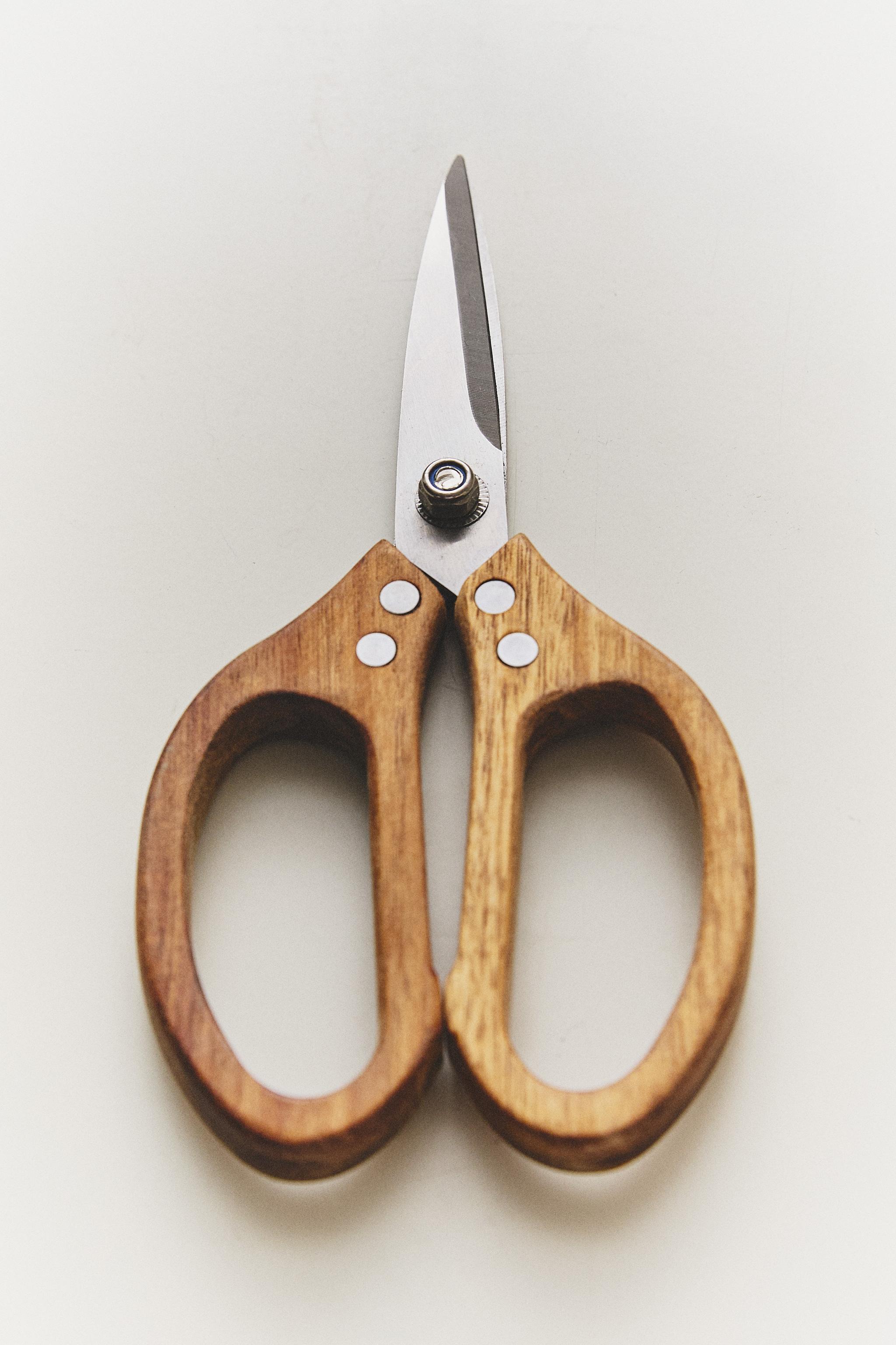 KITCHEN SCISSORS WITH WOODEN HANDLES