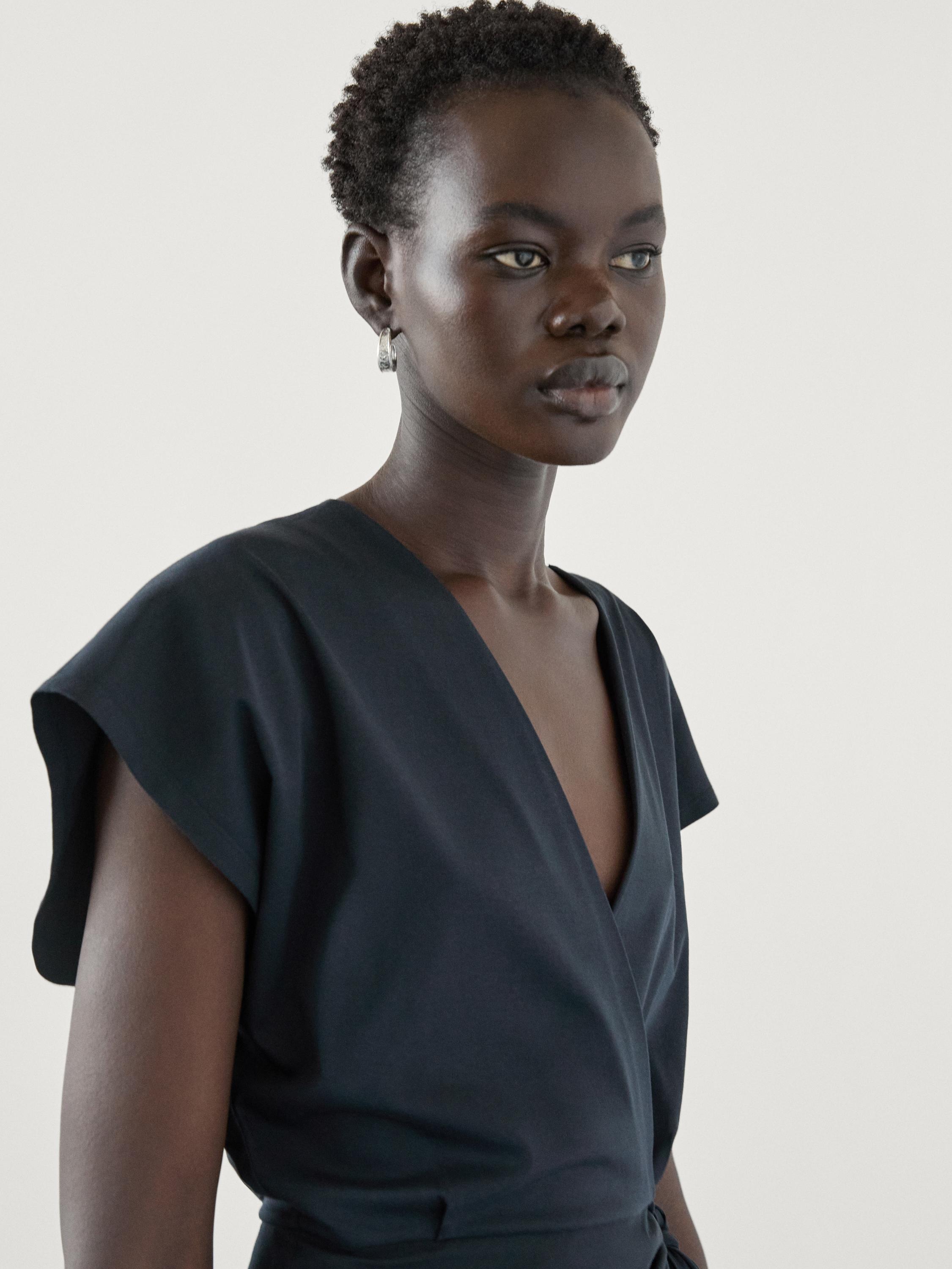Poplin wrap midi dress - Blue | ZARA United States