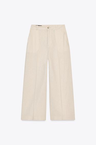 LINEN-BLEND CULOTTES - Sand by Zara