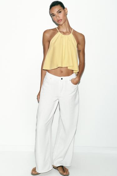 TOP HALTER VOLUMEN - Amarillo de Zara