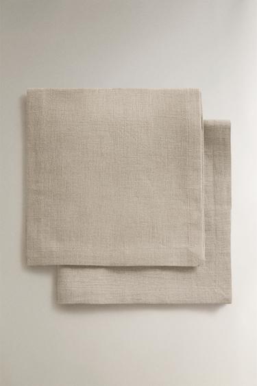 PACK OF PLAIN-COLOURED LINEN NAPKINS - Light beige by Zara
