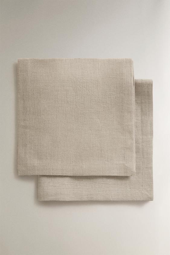 PACK SERVILLETAS LINO COLOR LISO - Beige claro de Zara - Imagen 0