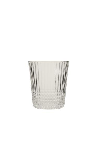 BICCHIERE IN VETRO CON RILIEVO GEOMETRICO - Trasparente di Zara