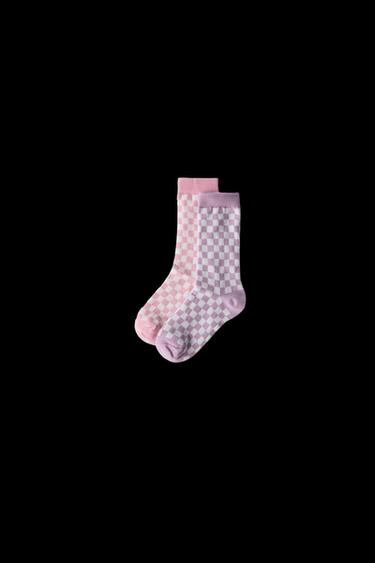 2ER-PACK SOCKEN MIT SCHACHBRETTMUSTER - Rosa von Zara - Bild 0