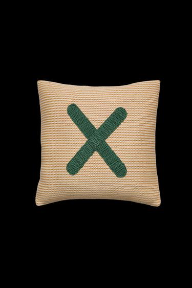Zara CHILDREN'S EMBROIDERED LETTER X THROW PILLOW - Yellow