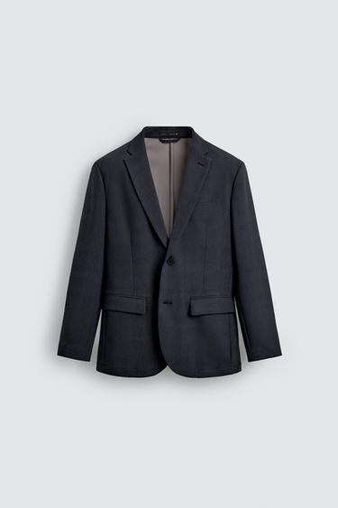 WASHABLE + QUICK DRY CHECK SUIT BLAZER - Navy blue by Zara