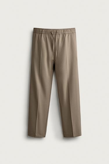 CALÇA FLUIDA DE PERNA LARGA - Torrado-escuro da Zara - Imagem 0