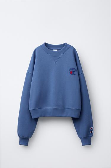 Zara CHAMPION ® X ZARA EMBROIDERED SWEATSHIRT - Bluish - Image 0