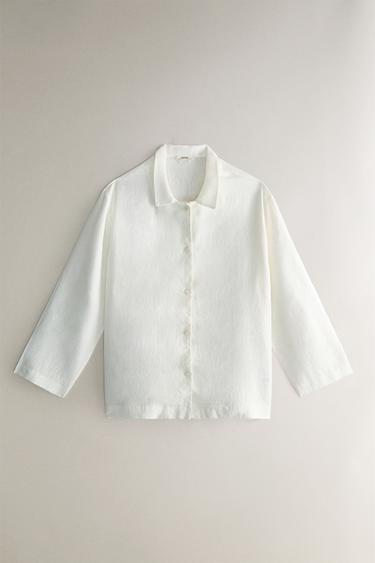 CAMISA DE LINHO - Branco-marfim da Zara