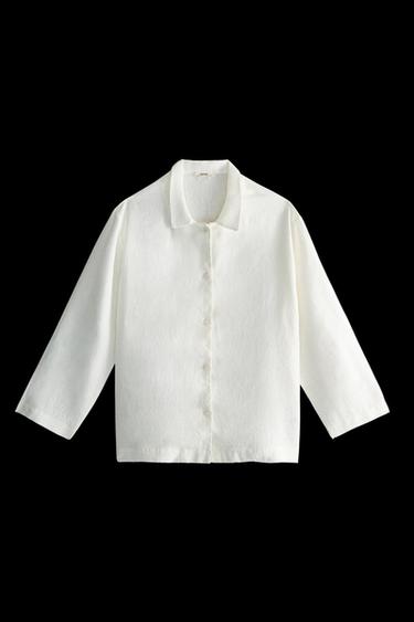 Zara LINEN SHIRT - Oyster-white - Image 0