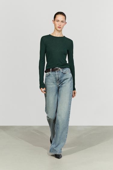 Long sleeve wool-blend T-shirt —  1