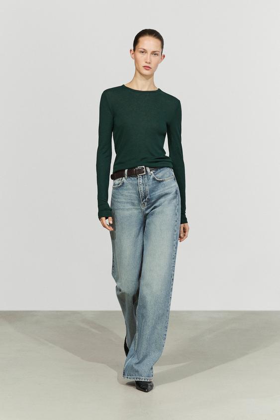 Zara Long sleeve wool-blend T-shirt -  - Image 0