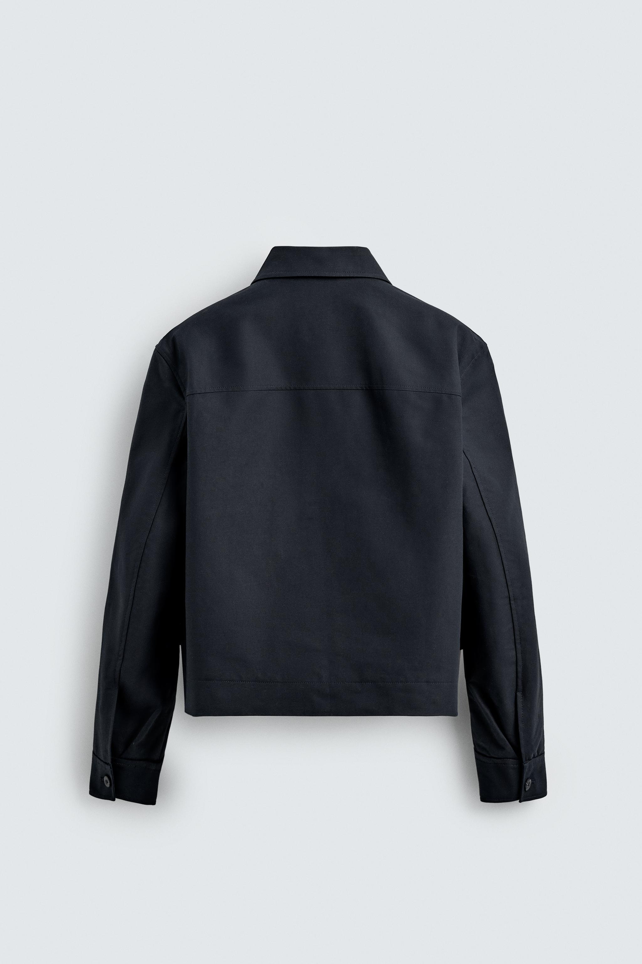 クロップド丈コットンジャケット - ネイビーブルー | ZARA Japan