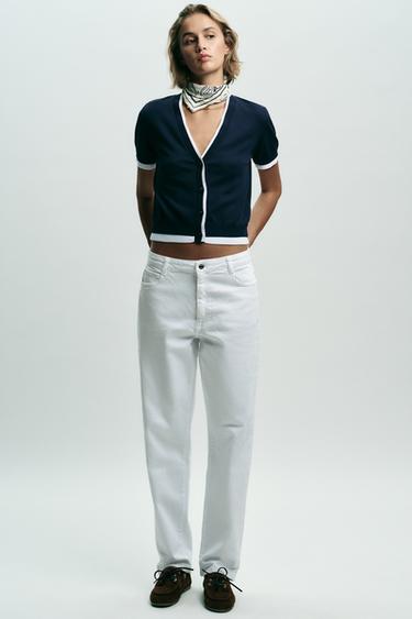 Zara DOUBLE-LAYER TRIM CARDIGAN - Navy blue - Image 0