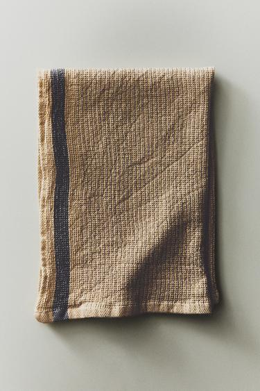 TORCHON WAFFLE À BANDE - Jaune de Zara - Image 4