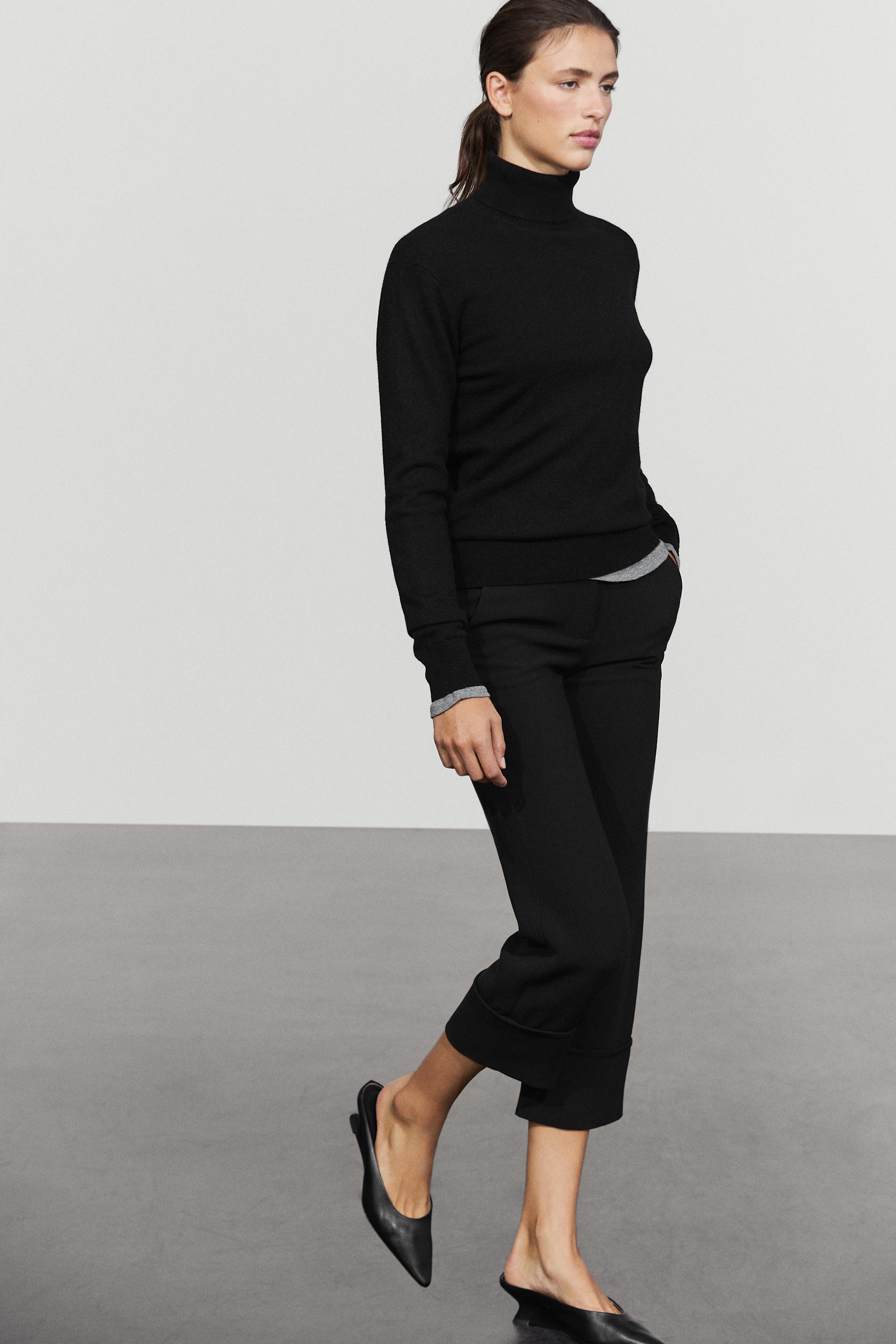 Wool blend knit turtleneck sweater