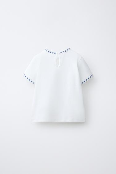 FLORAL T-SHIRT - Blue/White by Zara - Image 1