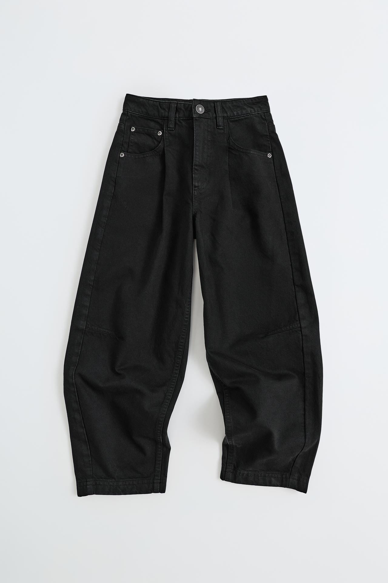 PLEATED BALLOON PANTS — Black