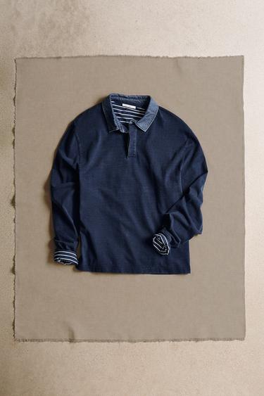 SUADERA POLO CUELLO CONTRASTE - Azul / Índigo de Zara
