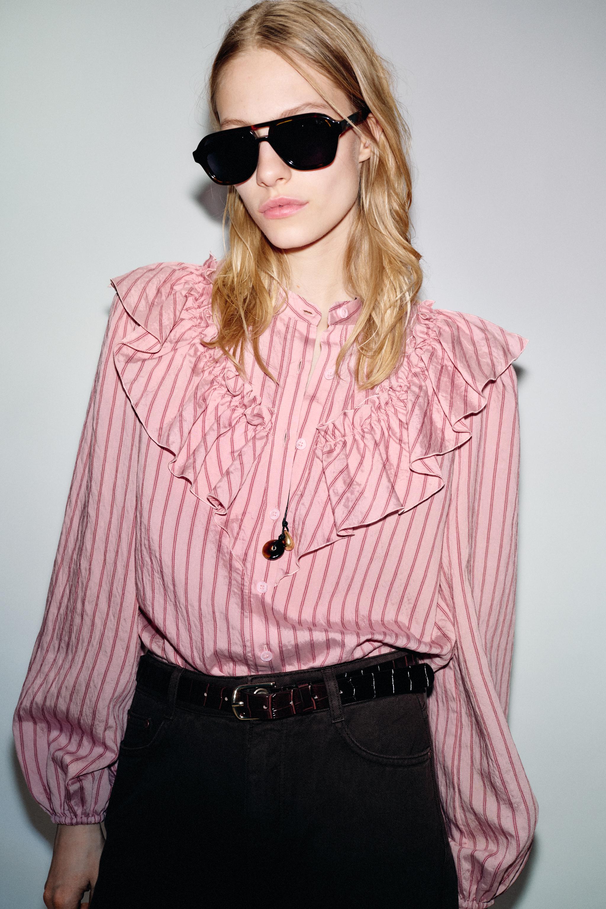 STRIPED SHIRT WITH RUFFLES