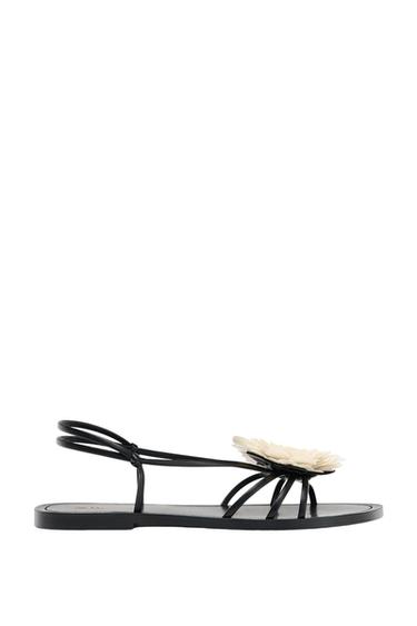 FLACHE SANDALE MIT BLUME - Schwarz von Zara - Bild 0