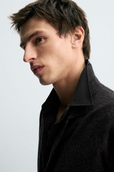 WOOL CARDIGAN - Anthracite Grey by Zara