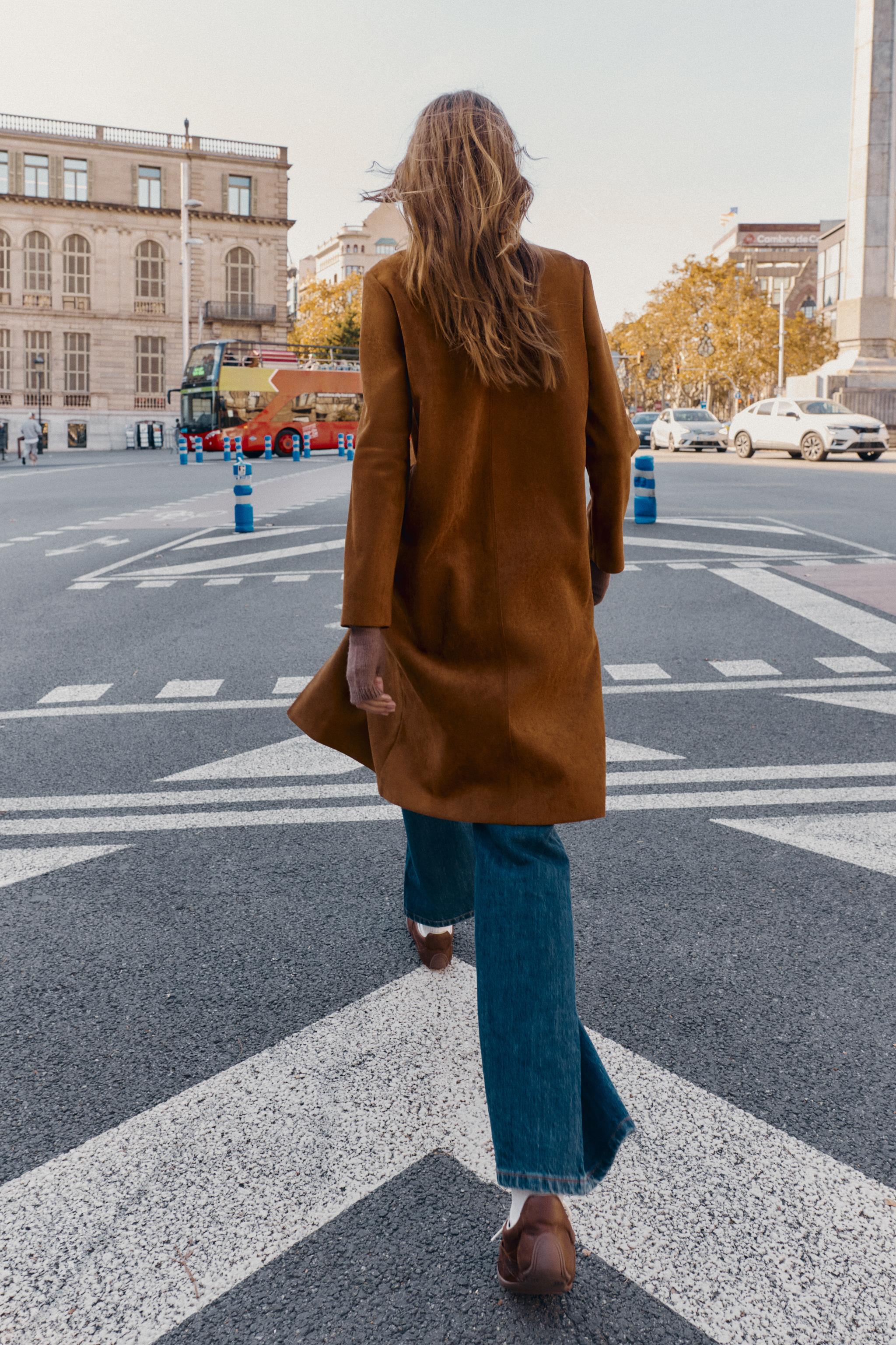 MANTEAU VESTE LONGUE EFFET DAIM