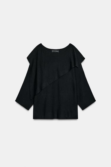 KNIT CAPE JUMPER - Black by Zara