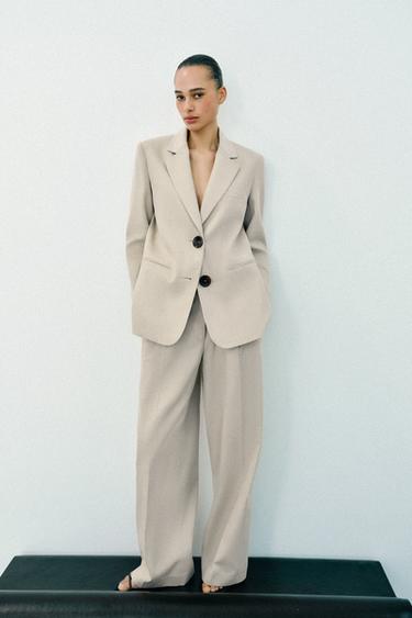 STRAIGHT-LEG DARTED TROUSERS - Light beige by Zara