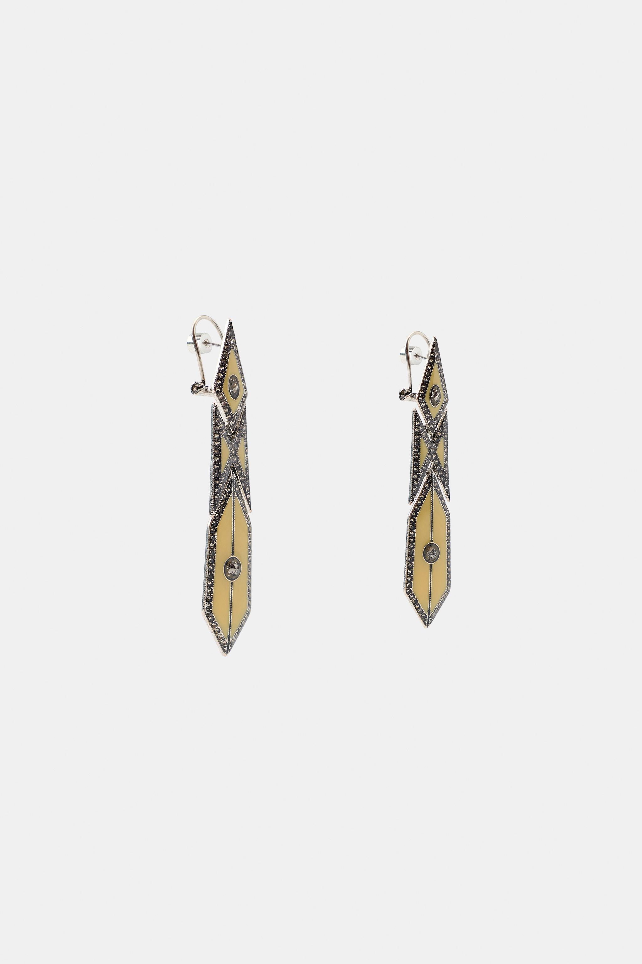 Женские аксессуары Zara GEOMETRIC SPARKLY EARRINGS — фото 3