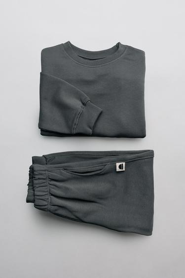 Zara SWEATSHIRT AND JOGGER PANTS SET WITH TAG DETAIL - Dark gray