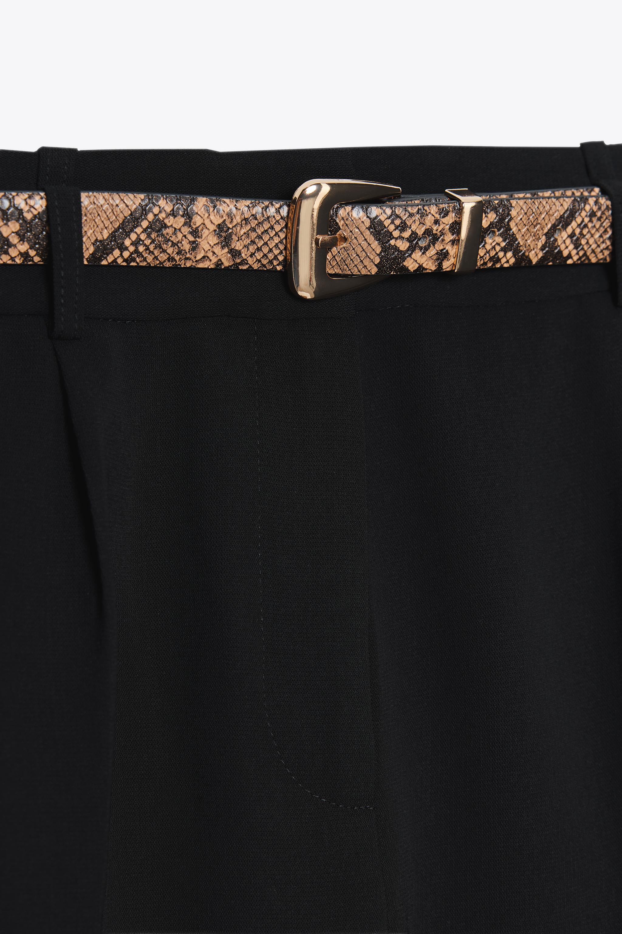 ダーツ入りベルト付きバミューダパンツ - ブラック | ZARA Japan