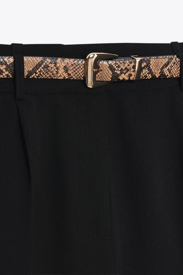BERMUDA SHORTS WITH DARTS AND BELT - Black by Zara - Image 7