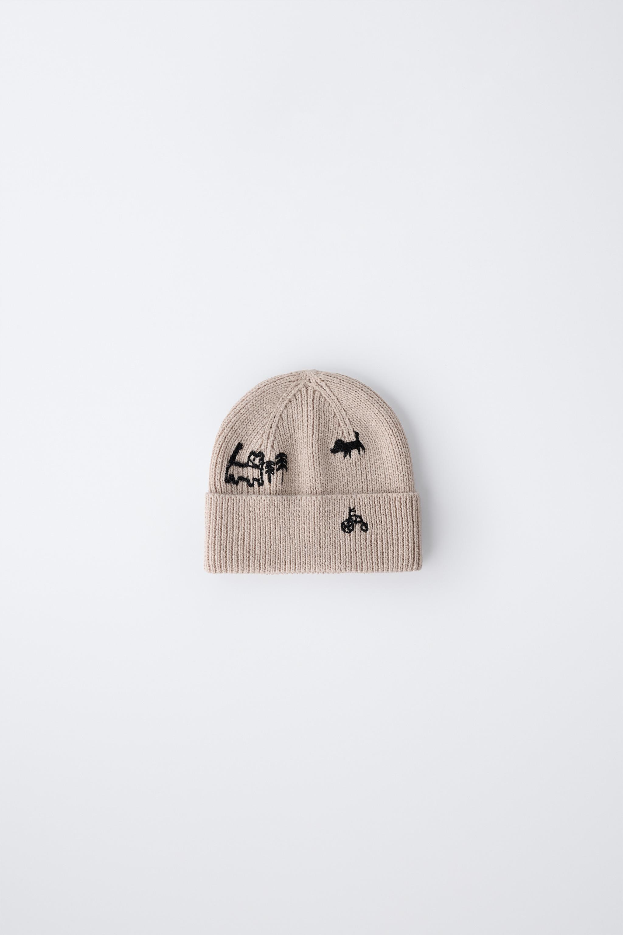 EMBROIDERED KNIT HAT - Beige | ZARA United States