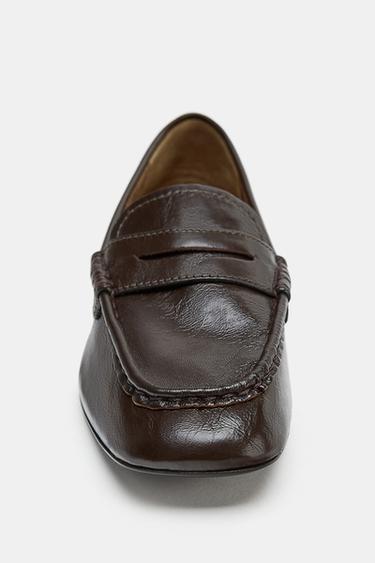 MOCASSINS EN CUIR SOFT - Marron chocolat de Zara - Image 5