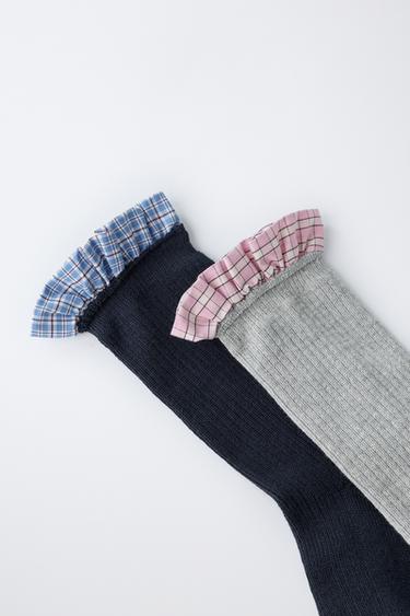 LOT DE DEUX PAIRES DE CHAUSSETTES AVEC VOLANT COMBINÉ - Bleu de Zara - Image 2
