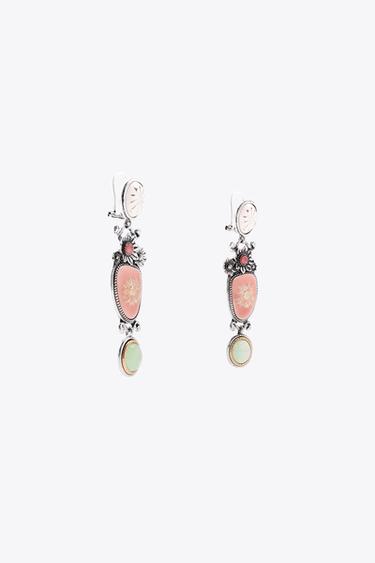 BOUCLES D'OREILLES FLEURS ET PIERRES - Rose de Zara - Image 2