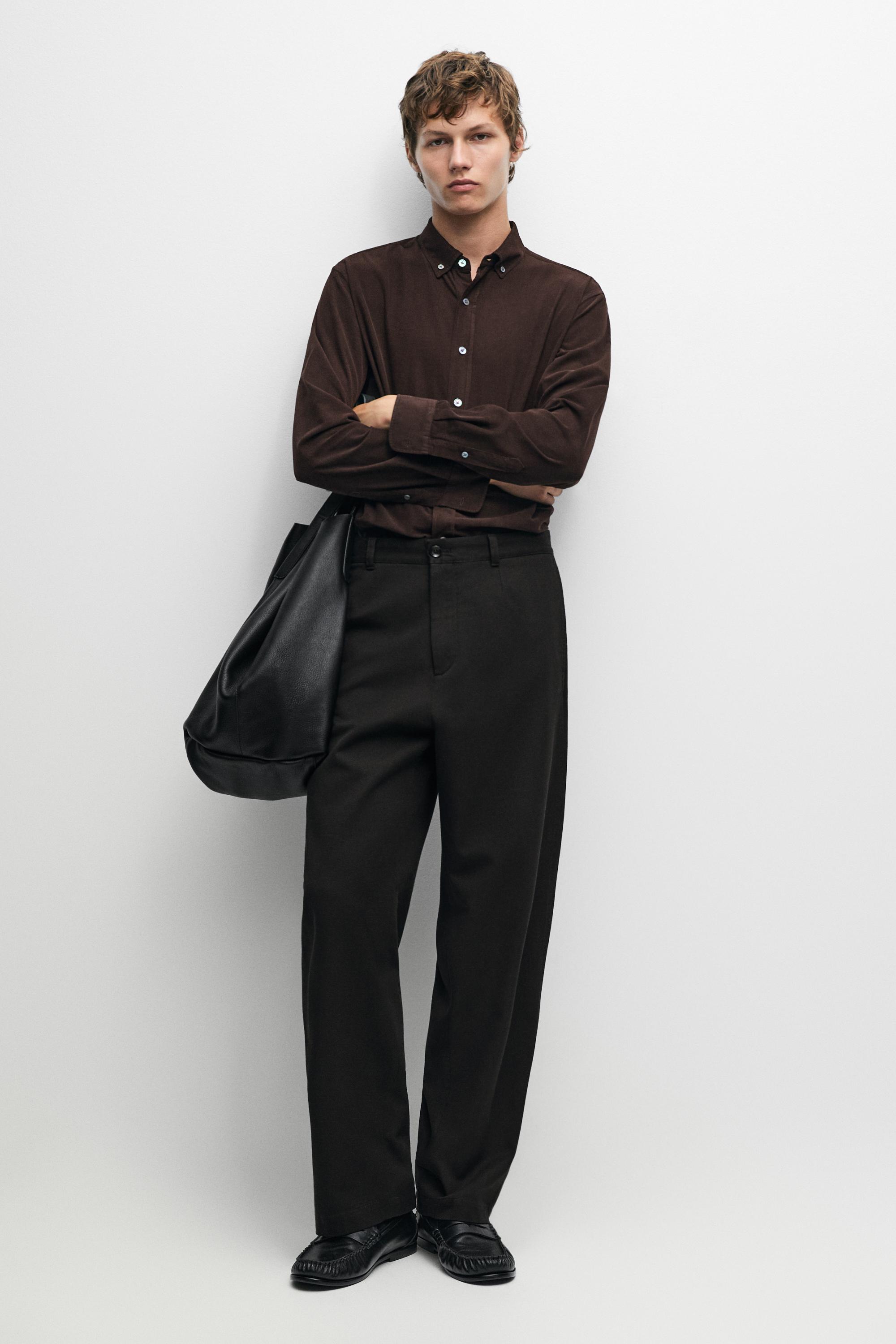 Regular fit needlecord shirt - white | ZARA Canada
