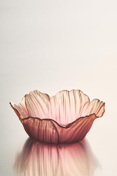 Zara GLASS FLOWER BOWL - Pink