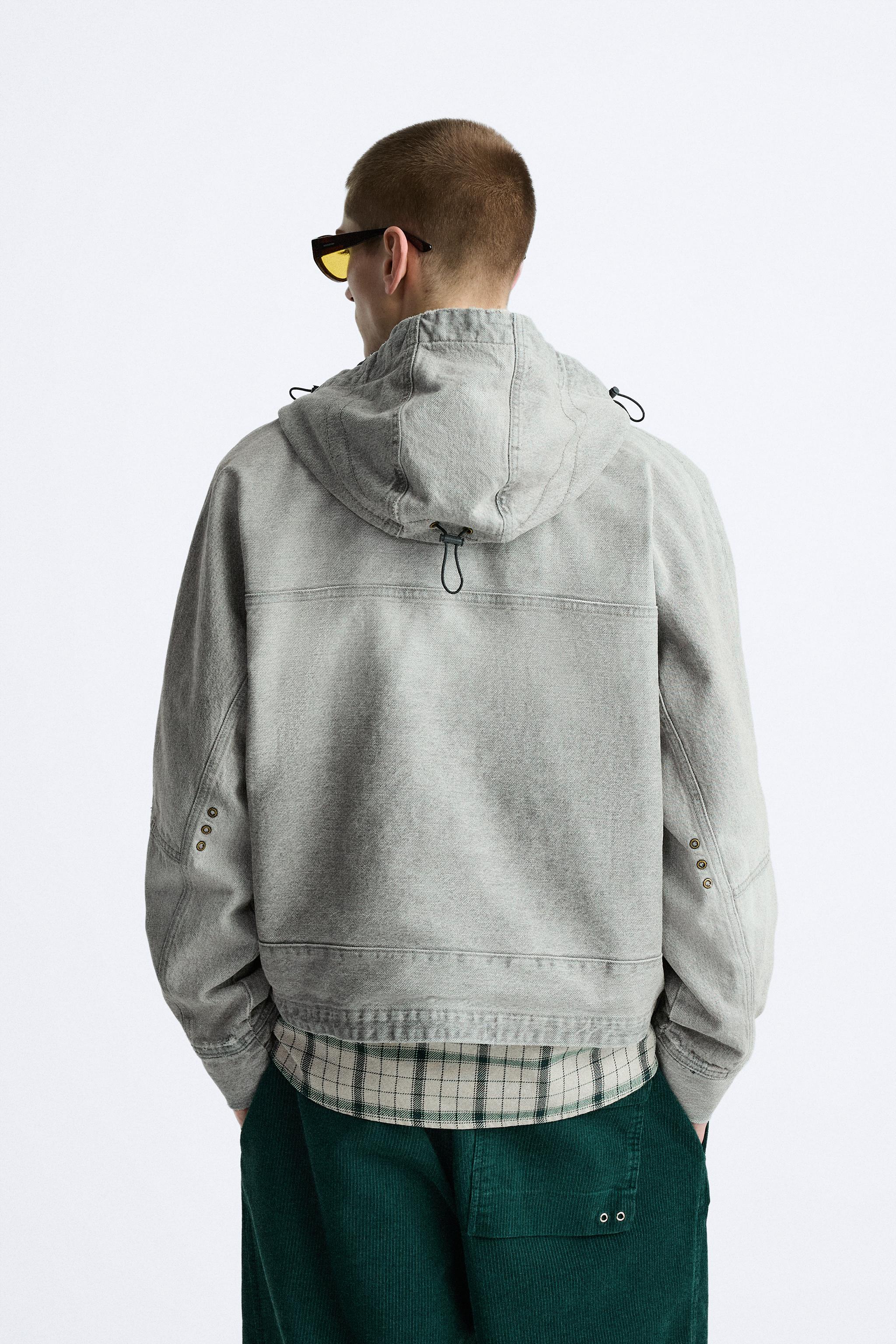 Grey denim 2024 hooded jacket