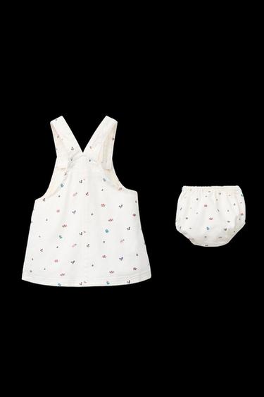 FLORAL TWILL PINAFORE DRESS AND BRIEFS - Ecru by Zara