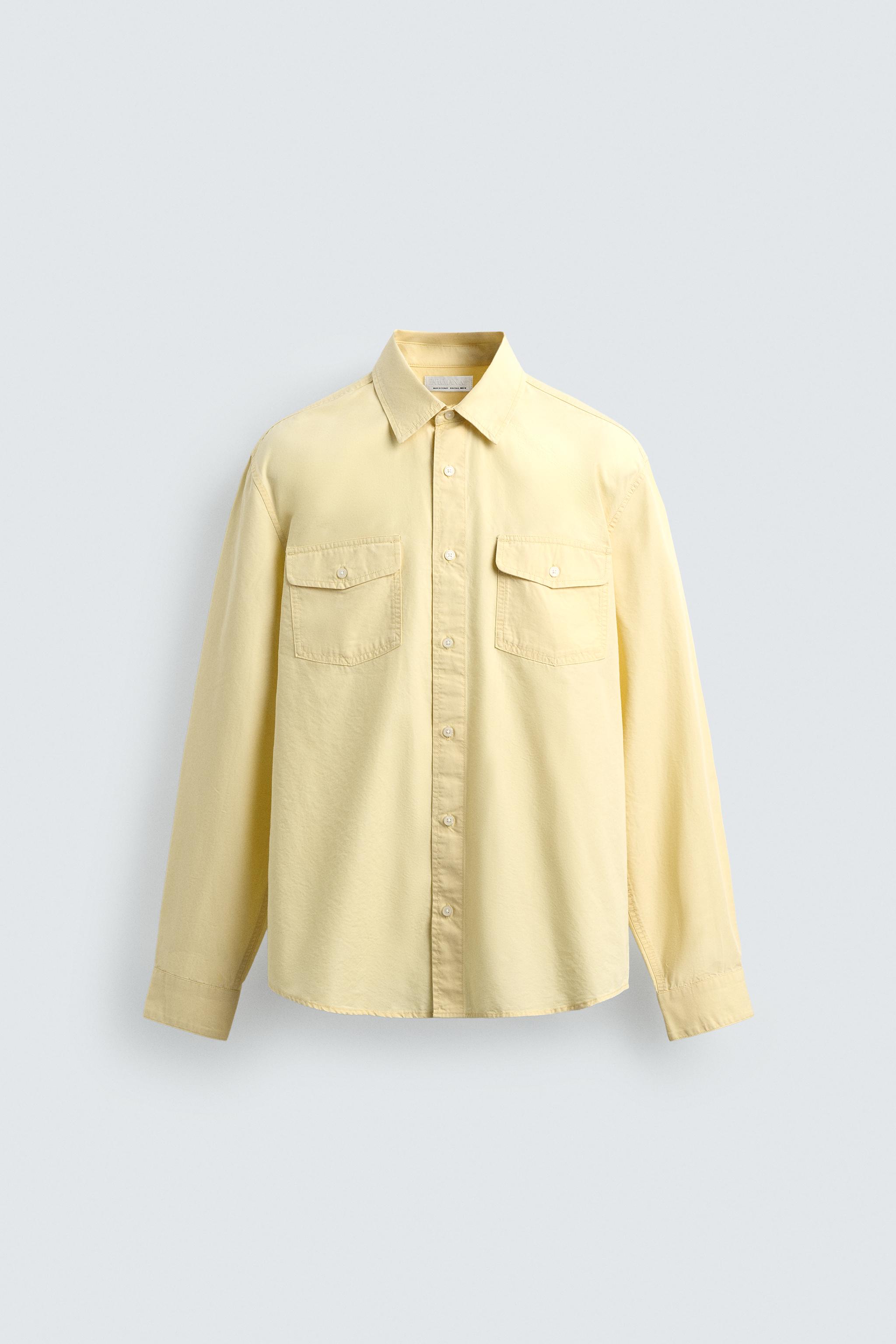 COTTON - LYOCELL SHIRT WITH POCKETS — Yellow