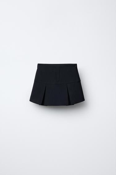KURZER HOSENROCK MIT NADELSTREIFEN - Marineblau von Zara - Bild 0