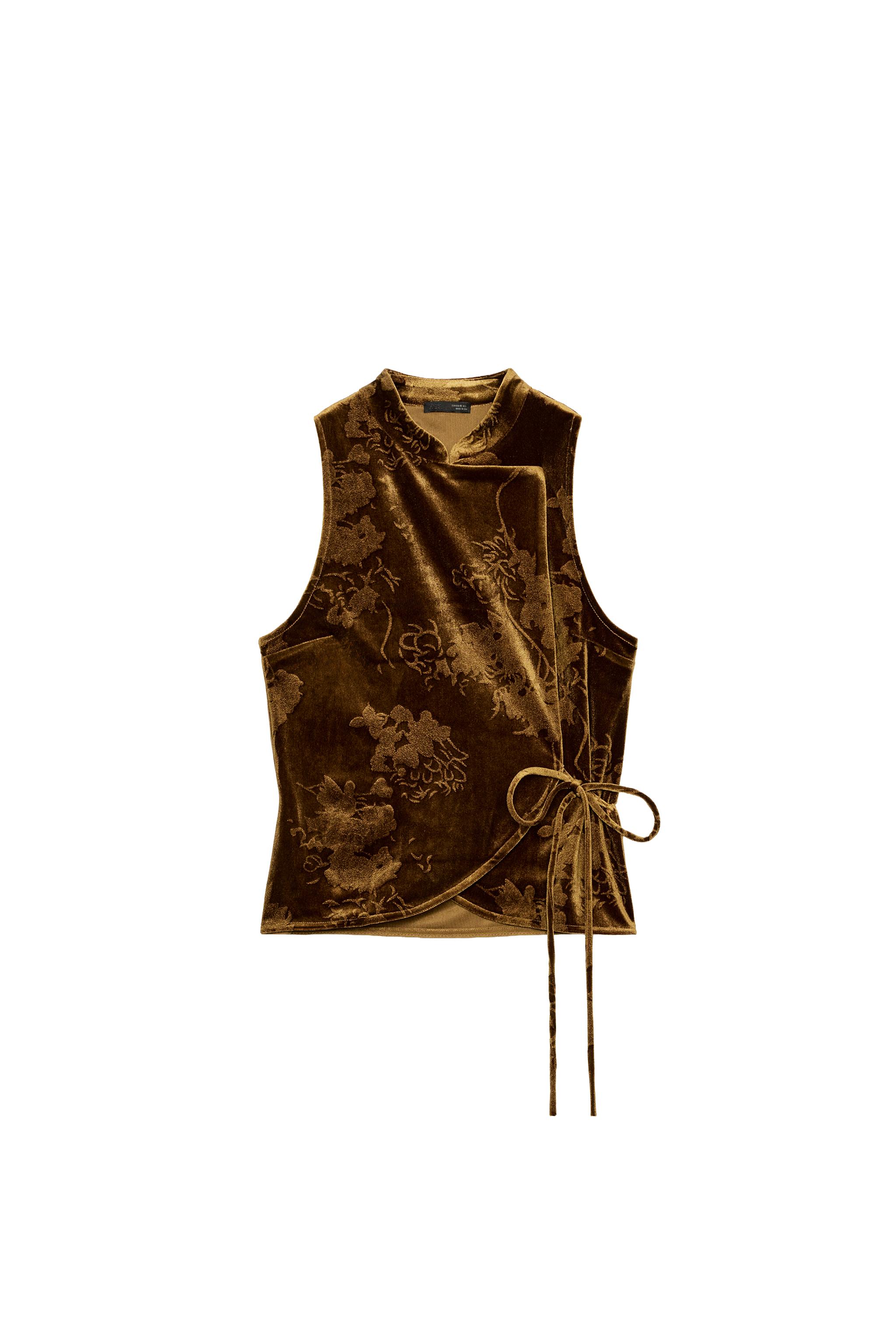 VELVET TIE-FRONT TOP