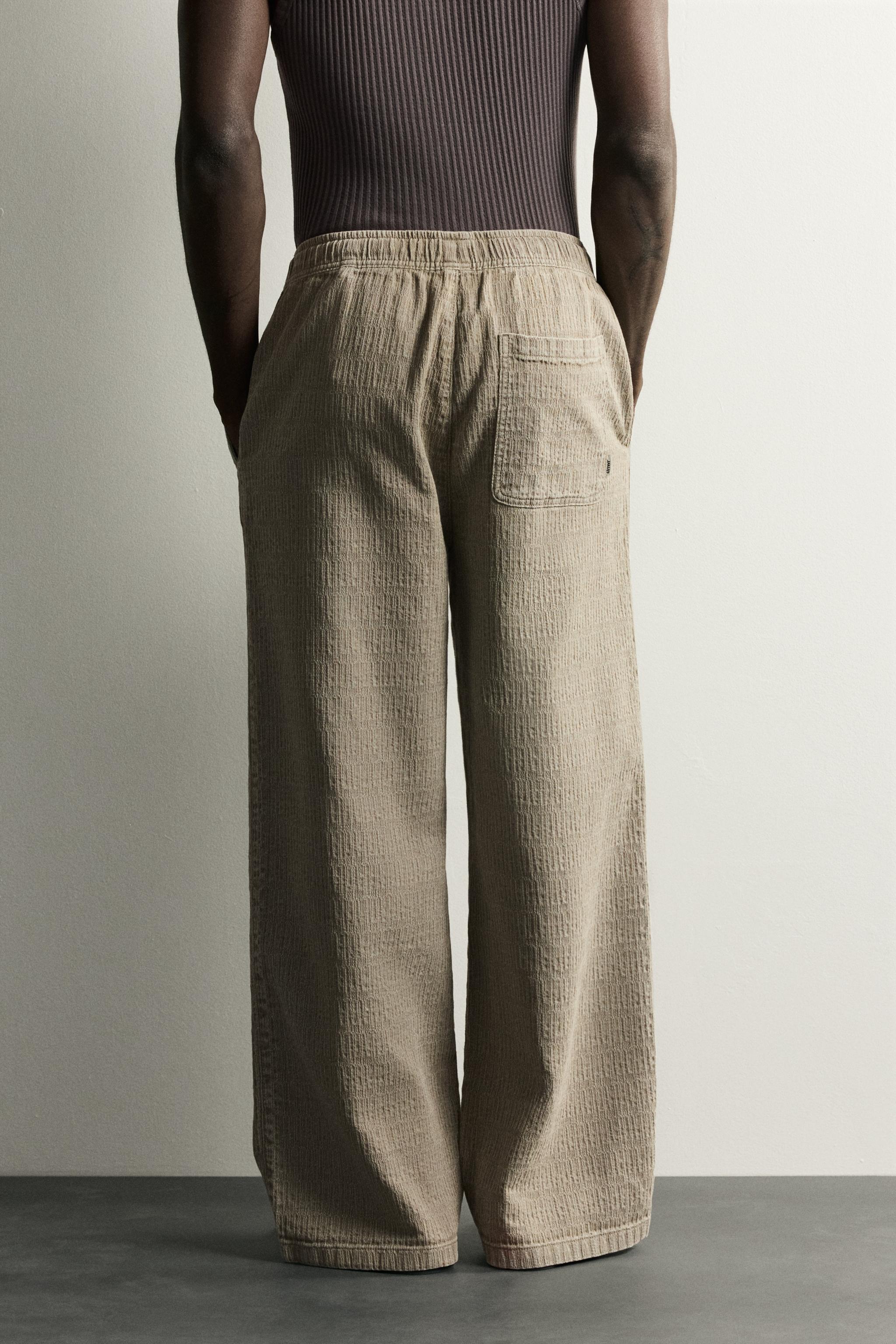 Мужские брюки Zara WASHED JACQUARD RELAXED FIT PANTS — фото 3