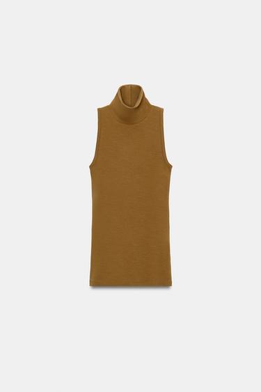SLEEVELESS HIGH NECK TOP - Mink by Zara - Image 4