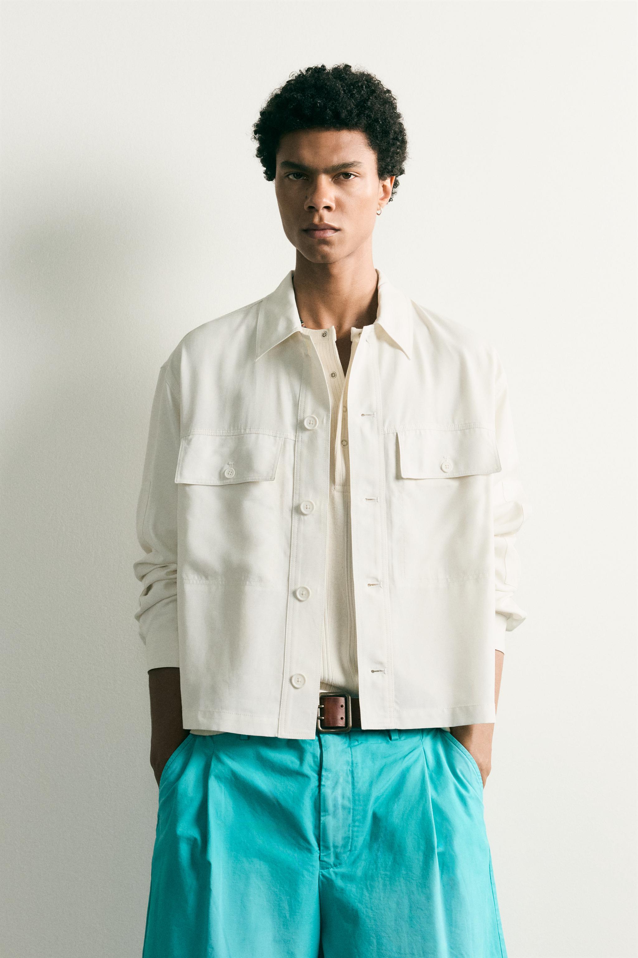 FLUID RELAXED FIT OVERSHIRT — Oyster-white