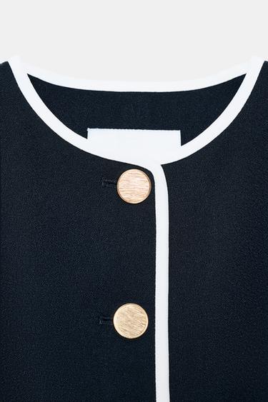 CONTRAST TRIM BLAZER - Navy blue by Zara